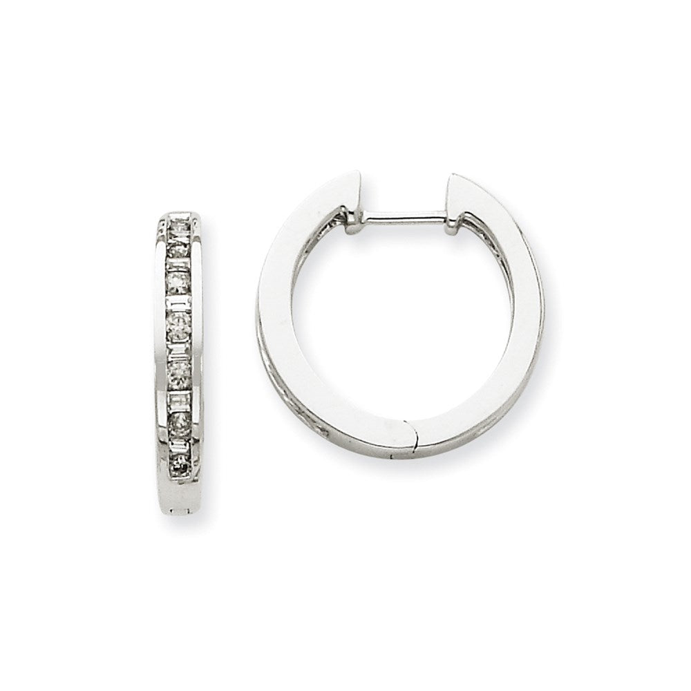 14K Weißgold Diamant-Creolen (echte Diamanten)