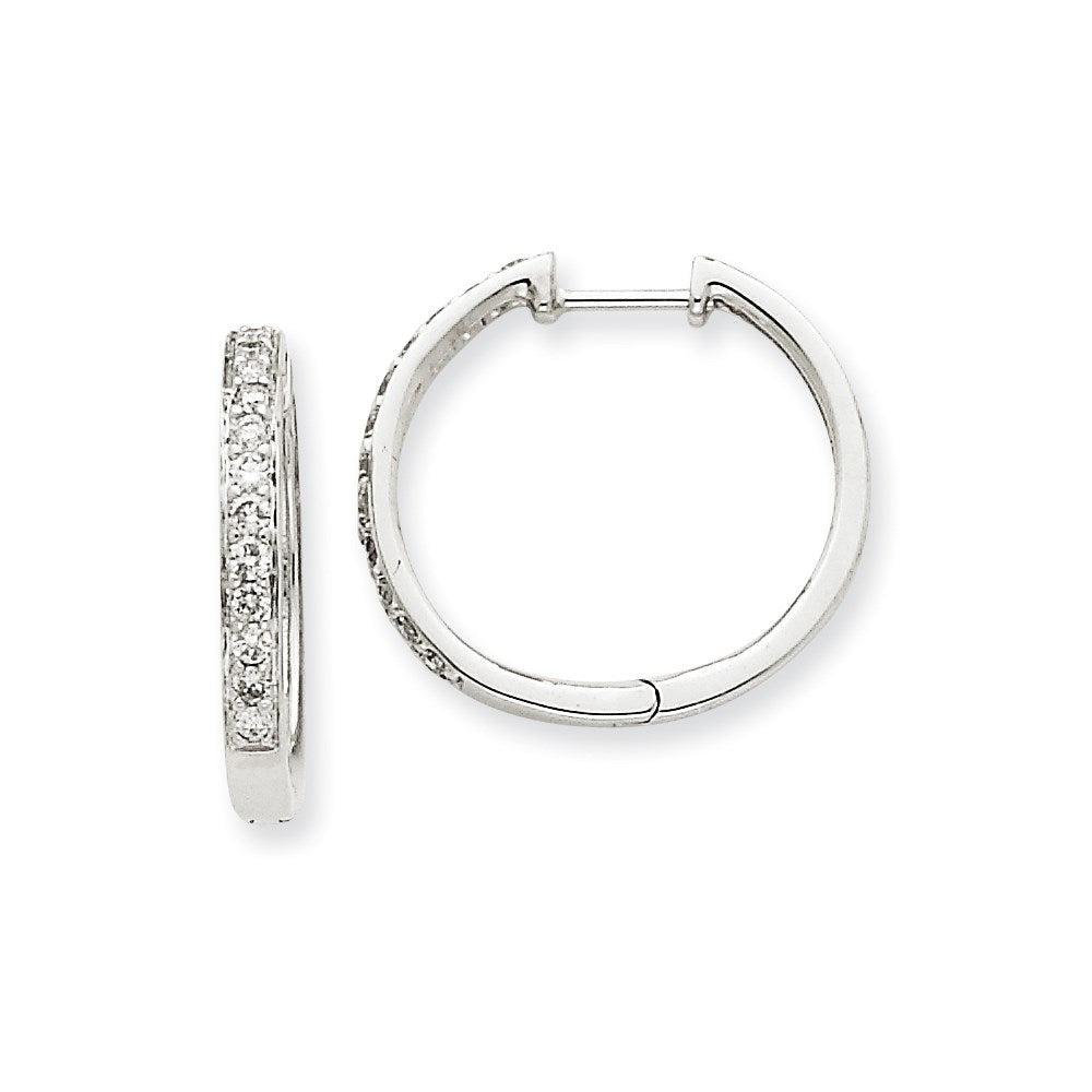 14K Weißgold Creolen mit echten Diamanten