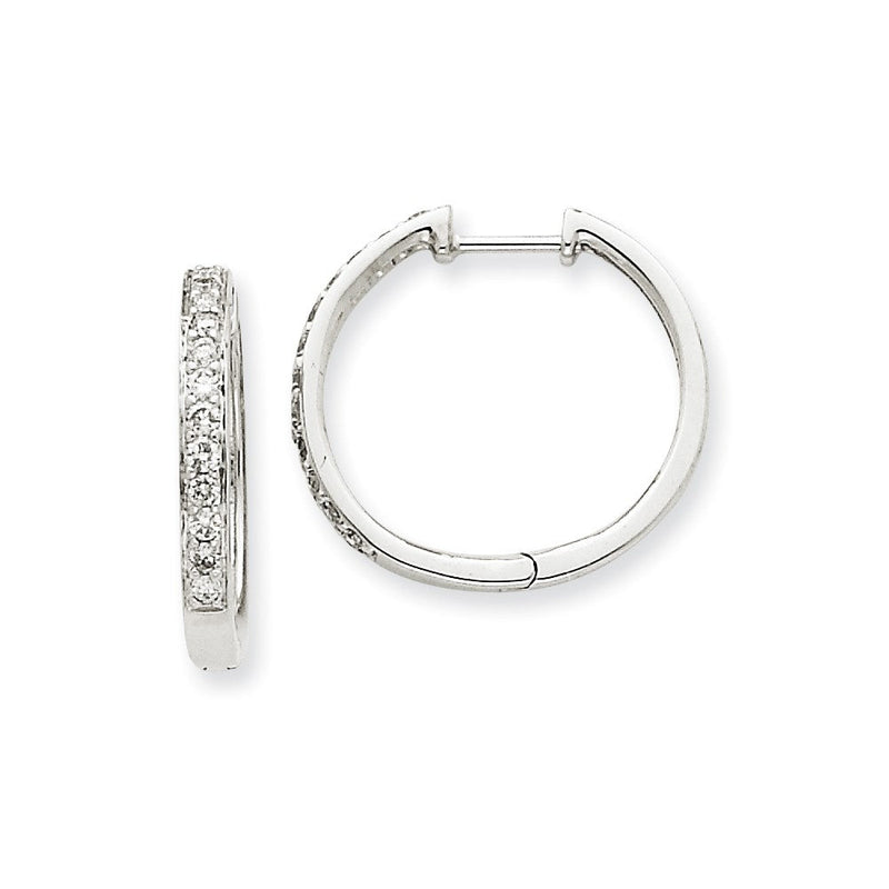 14K Weißgold Creolen mit echten Diamanten