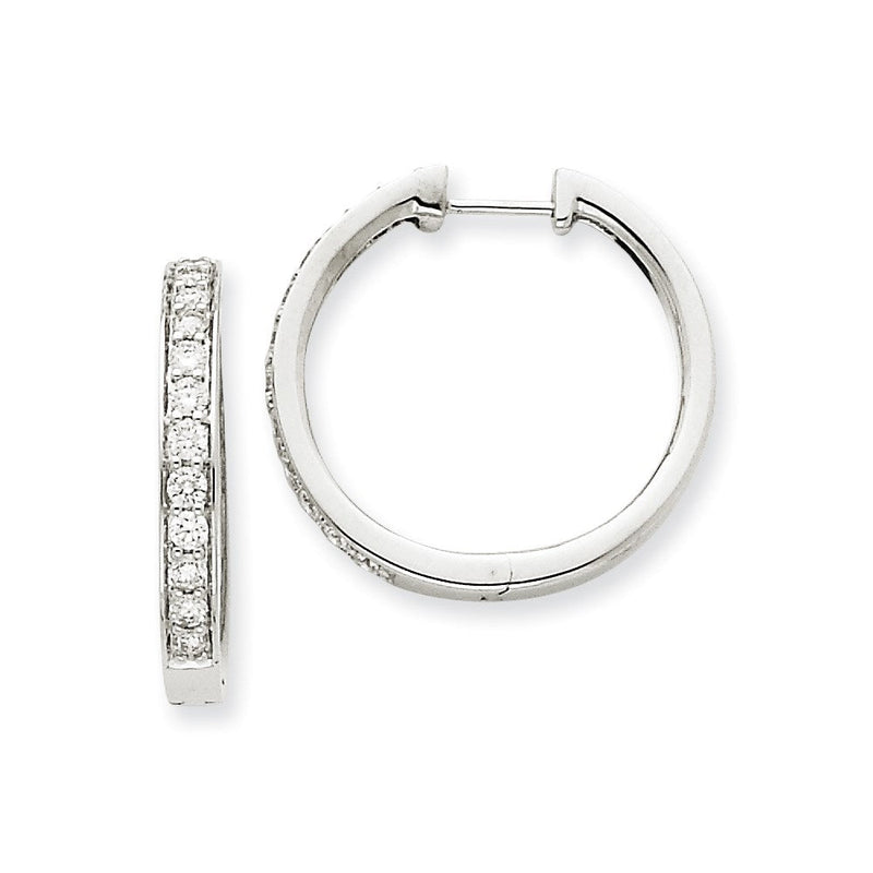 14K Weißgold Creolen mit echten Diamanten