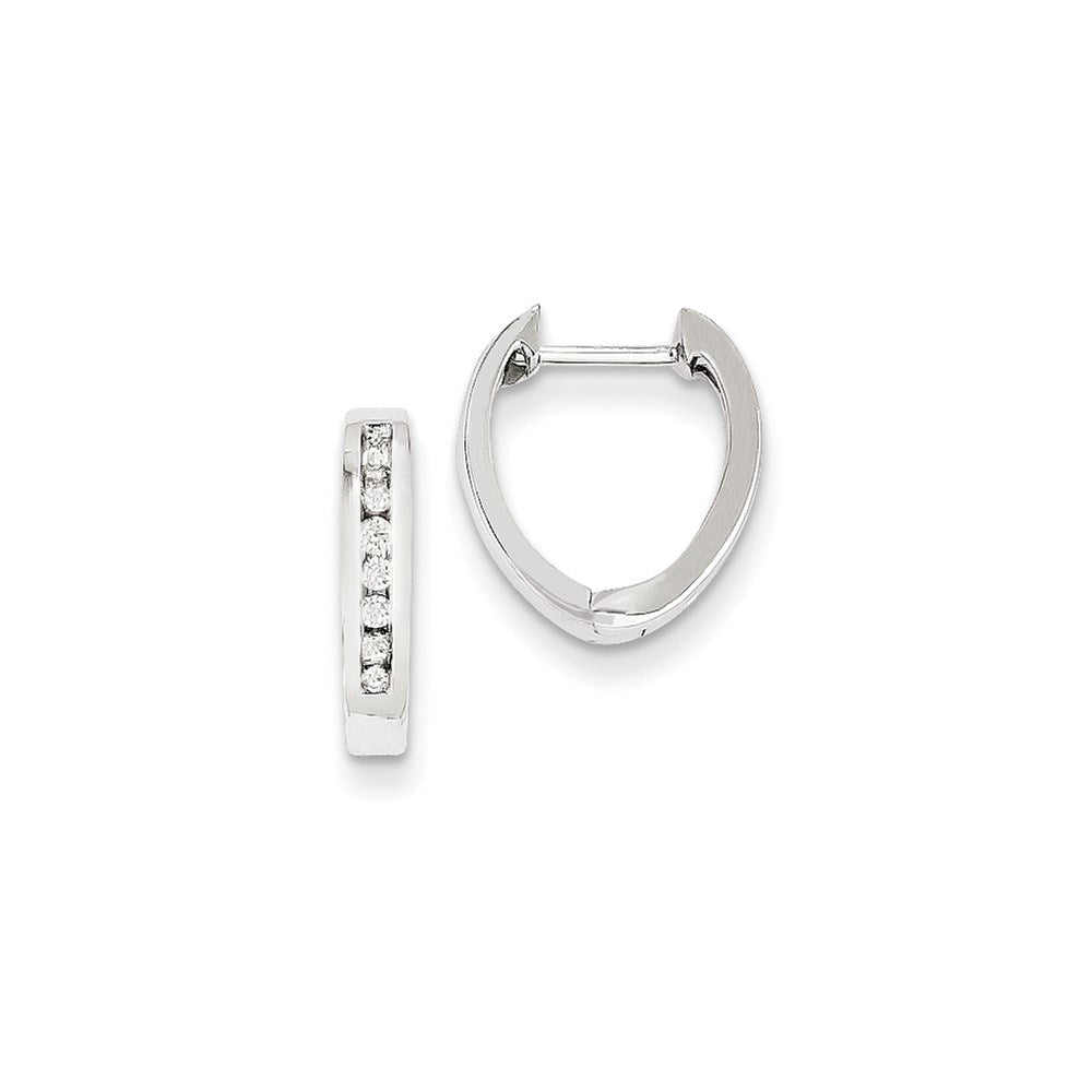 14K Weißgold AA Echte Diamant-Creolen