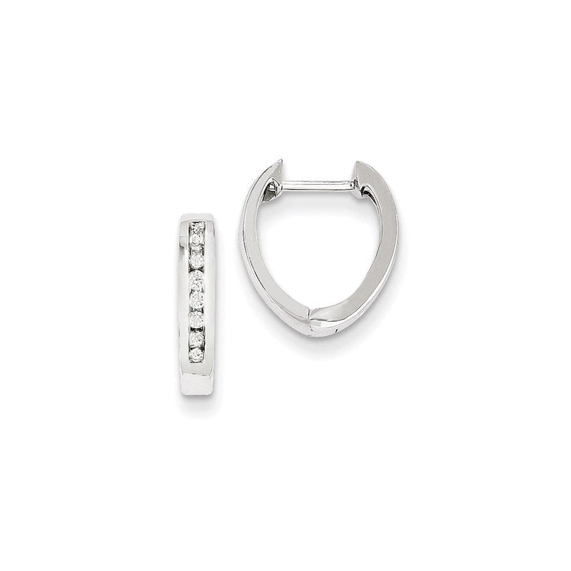 14K Weißgold AA Echte Diamant-Creolen