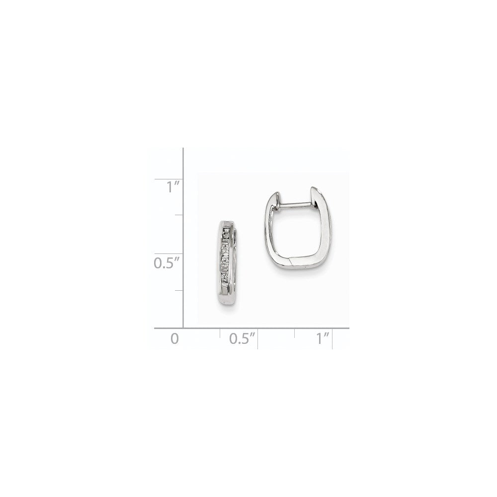 14K Weißgold Creolen mit echten Diamanten, quadratisch