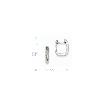 14K Weißgold Creolen mit echten Diamanten, quadratisch