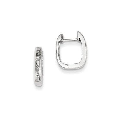 14K Weißgold Creolen mit echten Diamanten, quadratisch
