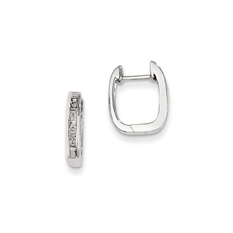 14K Weißgold Creolen mit echten Diamanten, quadratisch