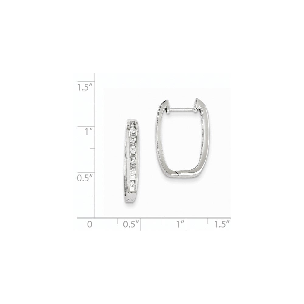 14K Weißgold Diamant-Creolen quadratisch, echt