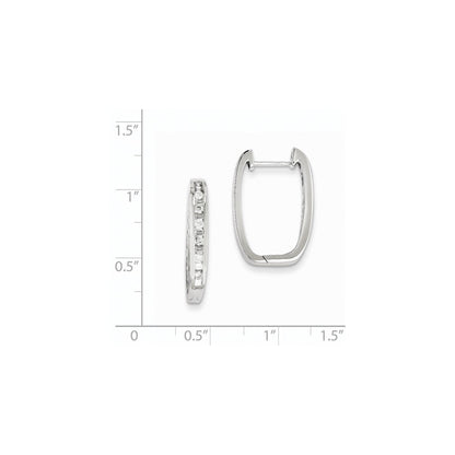14K Weißgold Diamant-Creolen quadratisch, echt
