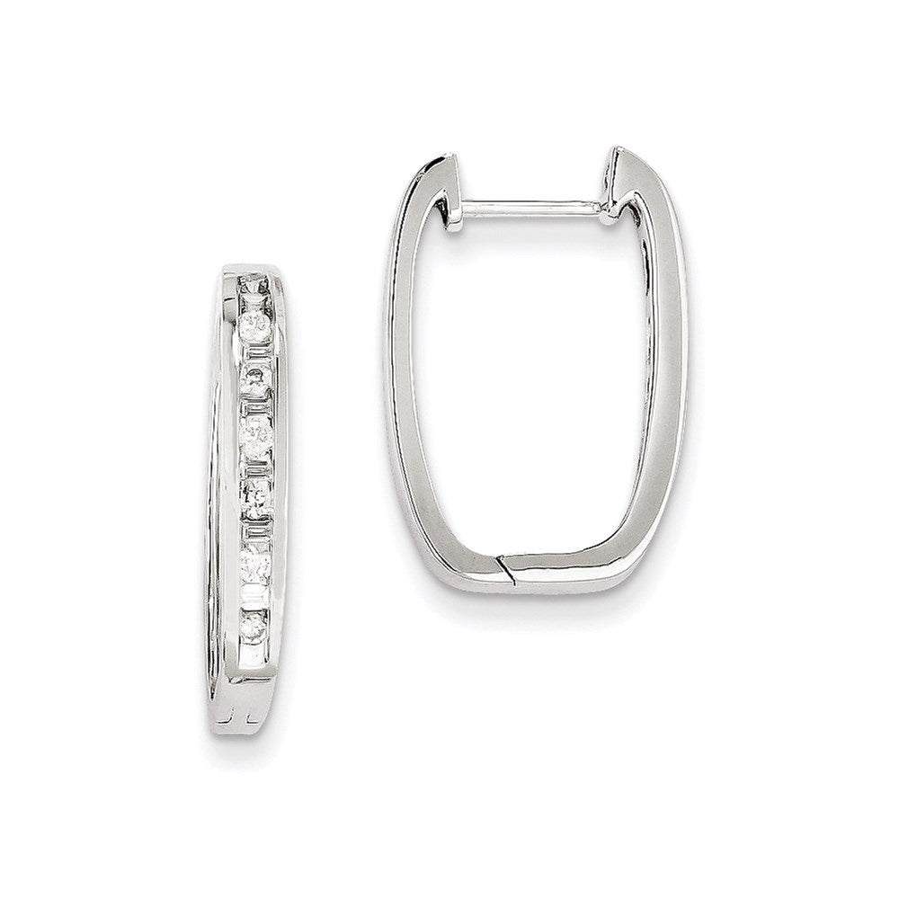 14K Weißgold Diamant-Creolen quadratisch, echt