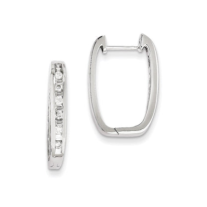 14K Weißgold Diamant-Creolen quadratisch, echt