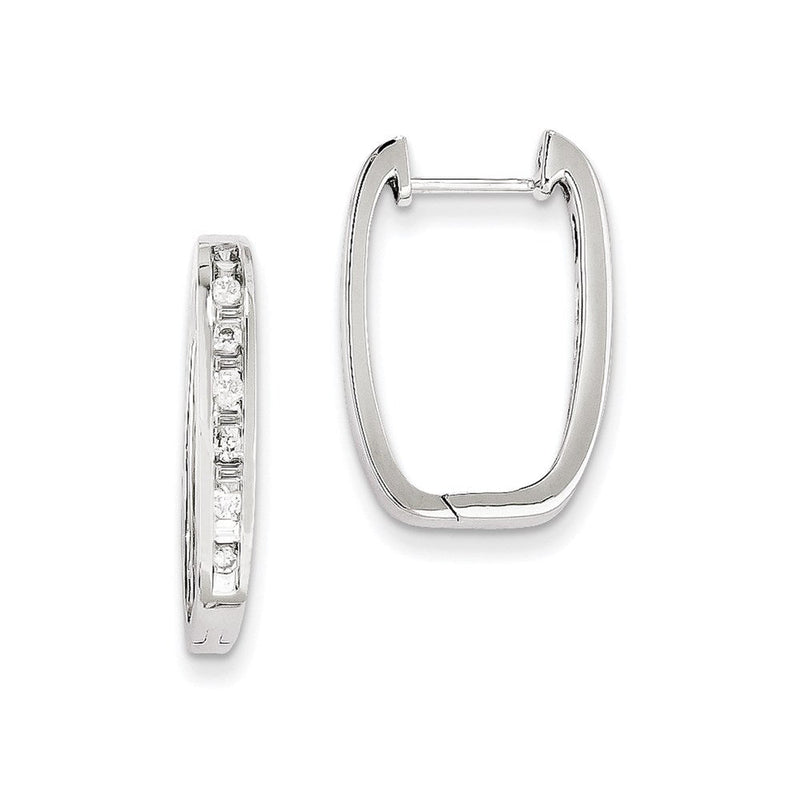 14K Weißgold Diamant-Creolen quadratisch, echt