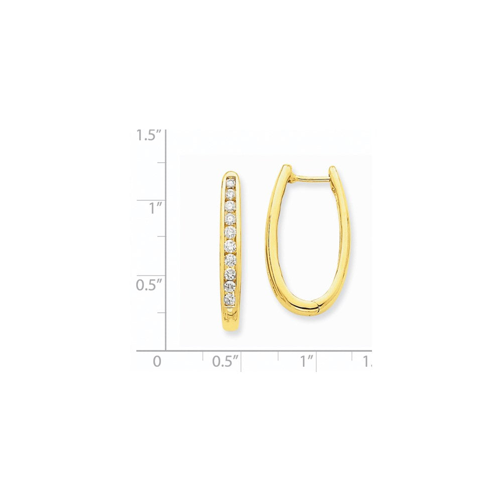 14K Gelbgold Ovale Creolen mit echten Diamanten