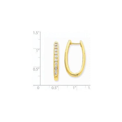 14K Gelbgold Ovale Creolen mit echten Diamanten