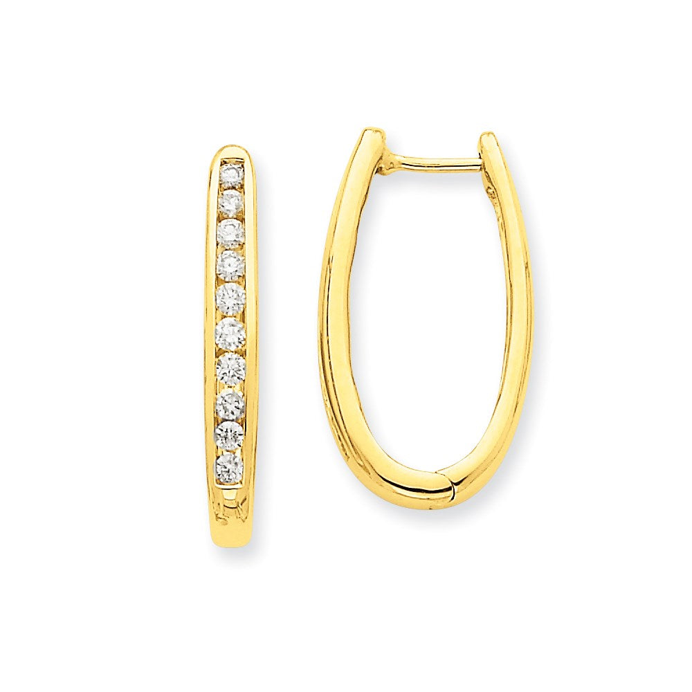 14K Gelbgold Ovale Creolen mit echten Diamanten