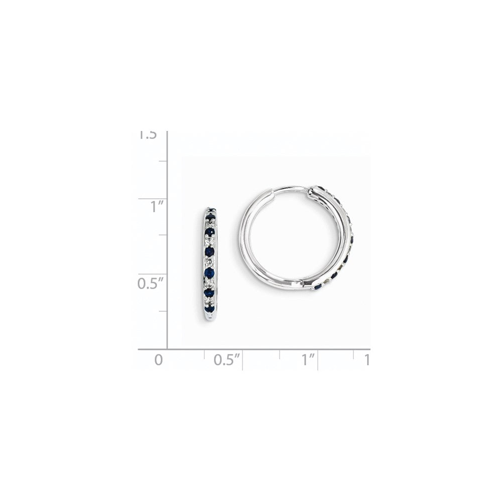 14K Weißgold Echt Diamant & Saphir Klappbar Creolen