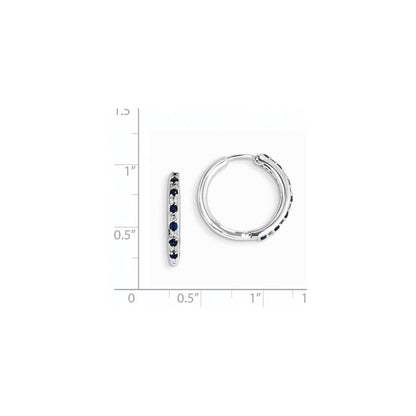 14K Weißgold Echt Diamant & Saphir Klappbar Creolen