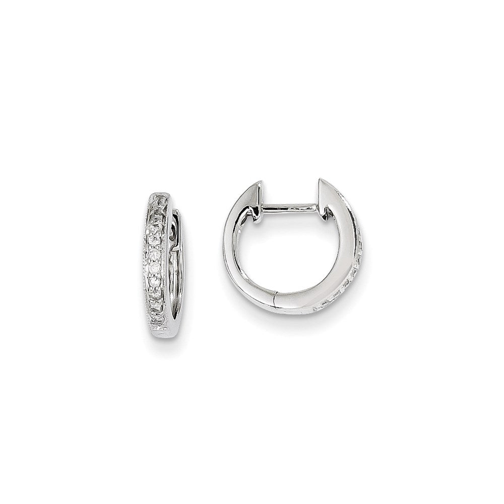 14K Weißgold Creolen mit Klappscharnier und echten AA Diamanten