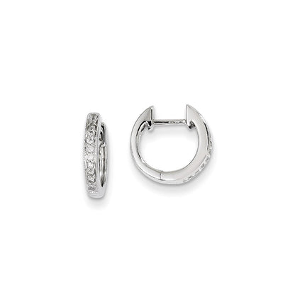 14K Weißgold Creolen mit Klappscharnier und echten AA Diamanten