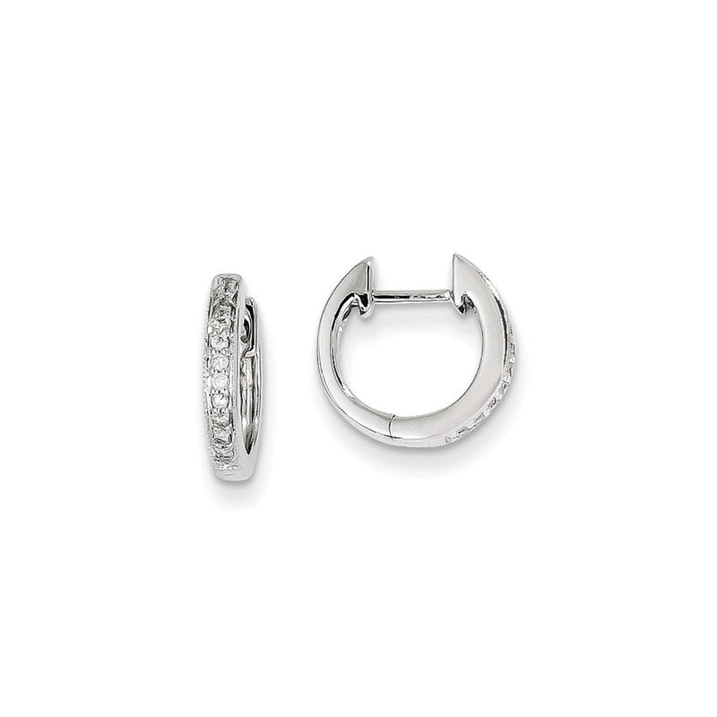 14K Weißgold Creolen mit Klappscharnier und echten AA Diamanten