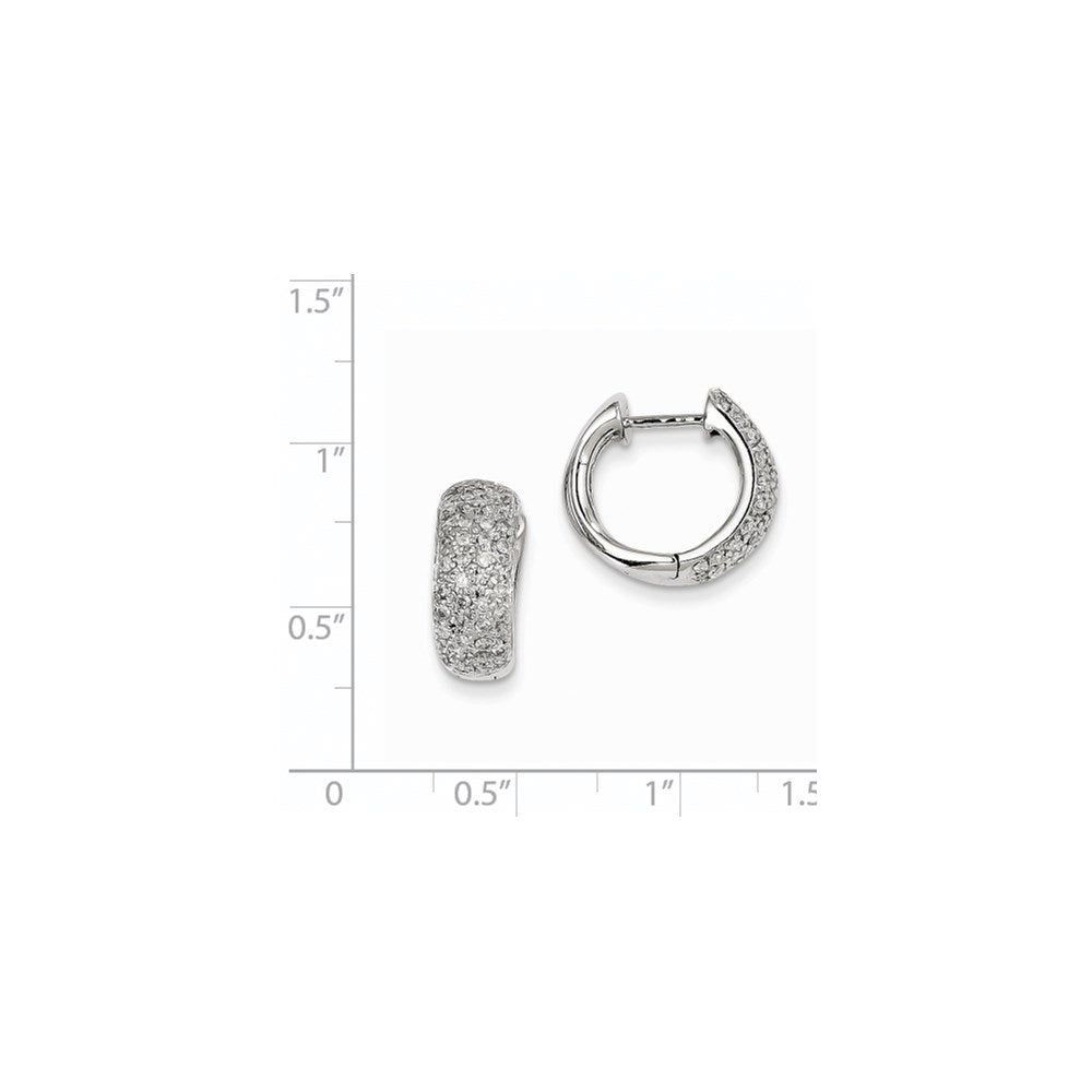 14K Weißgold Creolen mit Klappscharnier und echten Diamanten