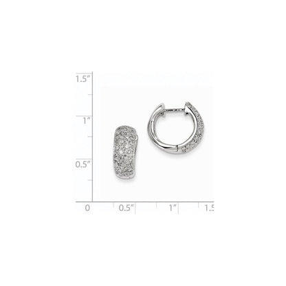 14K Weißgold Creolen mit Klappscharnier und echten Diamanten
