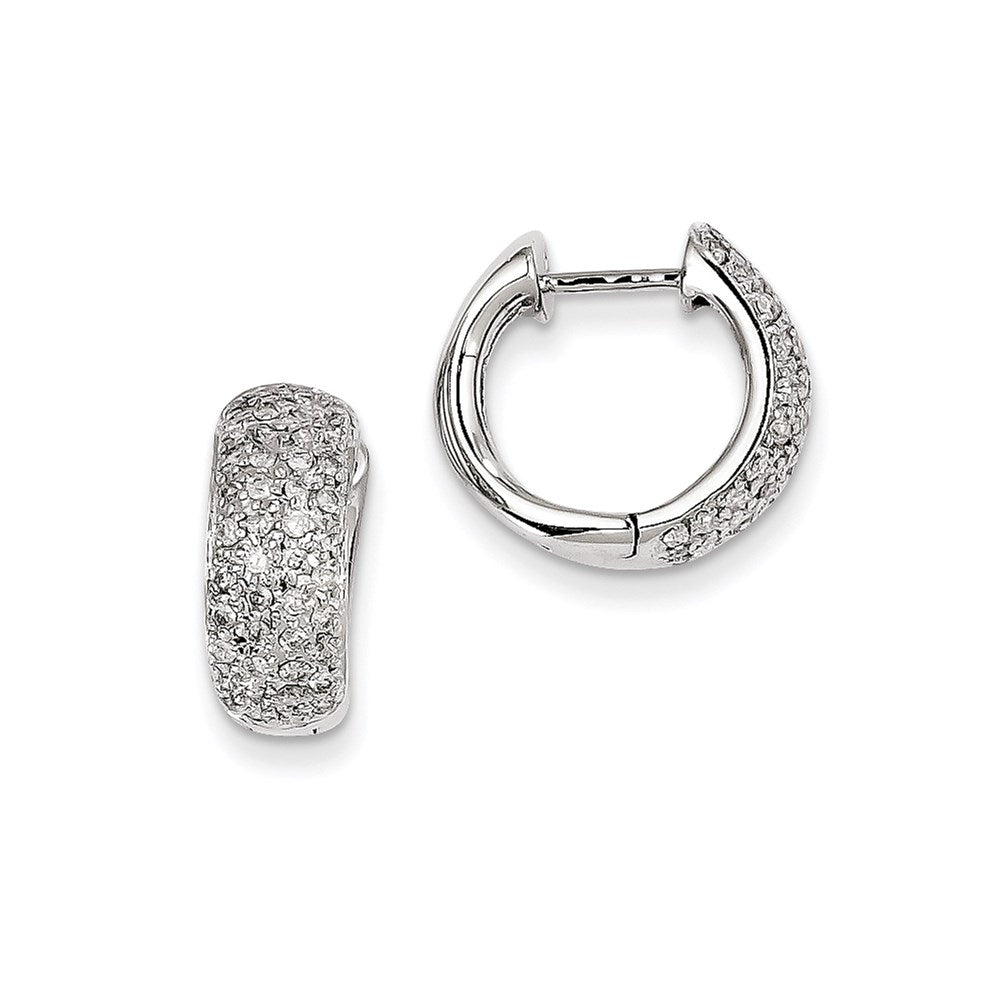 14K Weißgold Creolen mit Klappscharnier und echten Diamanten