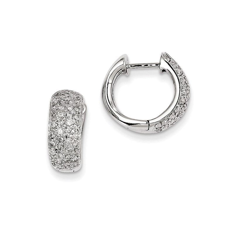 14K Weißgold Creolen mit Klappscharnier und echten Diamanten