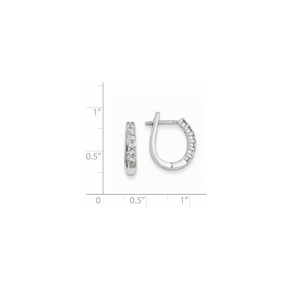 14K Weißgold Creolen mit echten Diamanten und Klappscharnier
