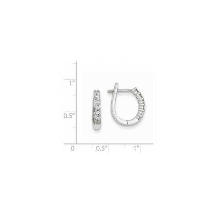 14K Weißgold Creolen mit echten Diamanten und Klappscharnier