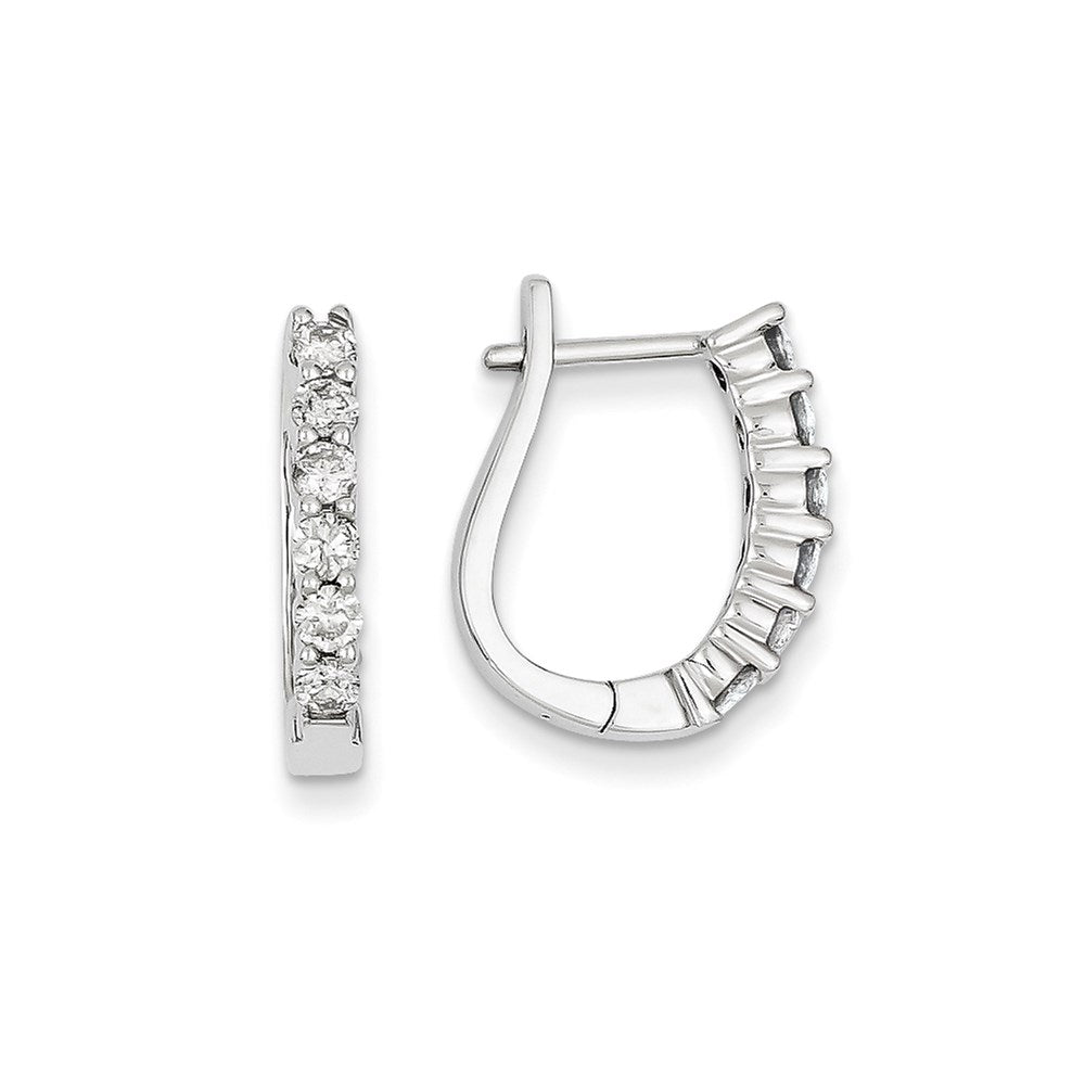 14K Weißgold Creolen mit echten Diamanten (Klappscharnier)