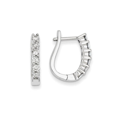 14K Weißgold Creolen mit echten Diamanten (Klappscharnier)