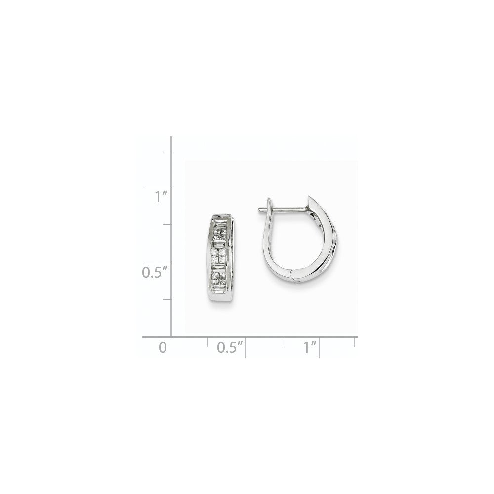14K Weißgold Creolen mit echten Diamanten und Klappscharnier