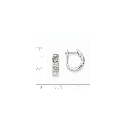 14K Weißgold Creolen mit echten Diamanten und Klappscharnier