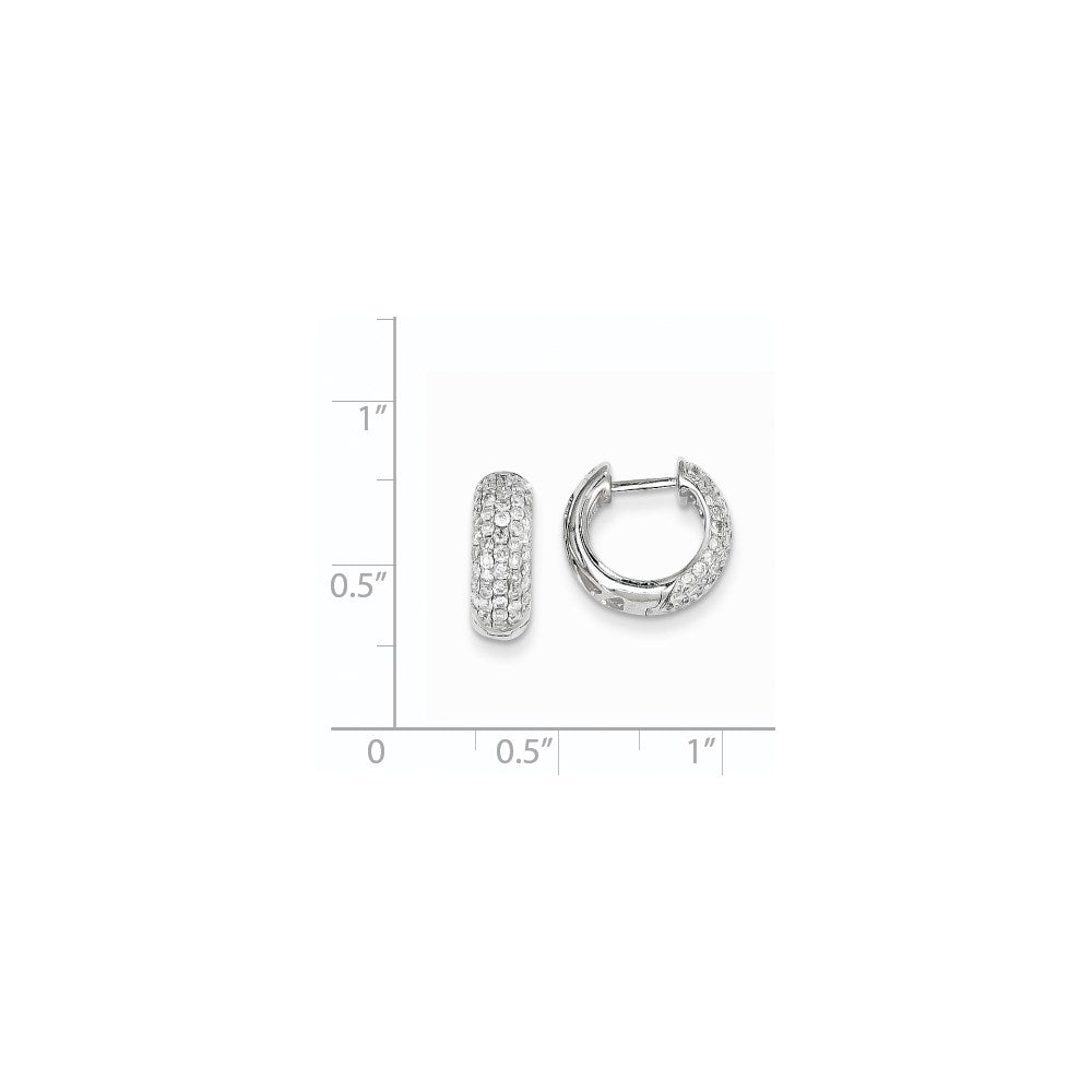 14K Weißgold Creolen mit echten Diamanten und Klappscharnier