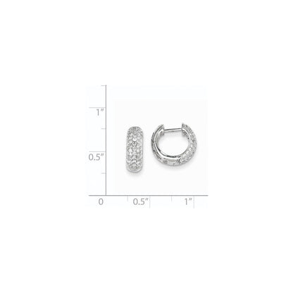 14K Weißgold Creolen mit echten Diamanten und Klappscharnier