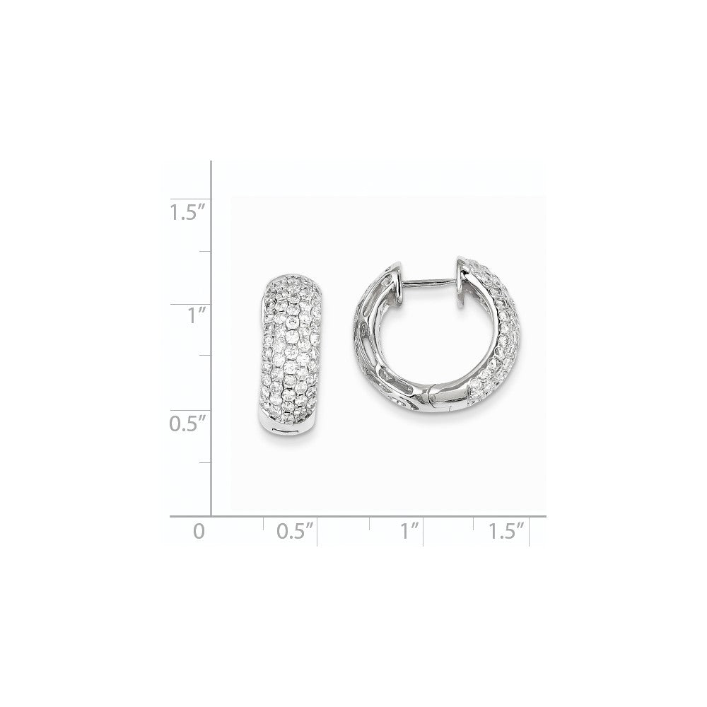 14K Weißgold Creolen mit echten Diamanten und Klappscharnier