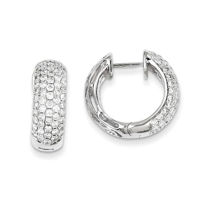 14K Weißgold Creolen mit echten Diamanten und Klappscharnier