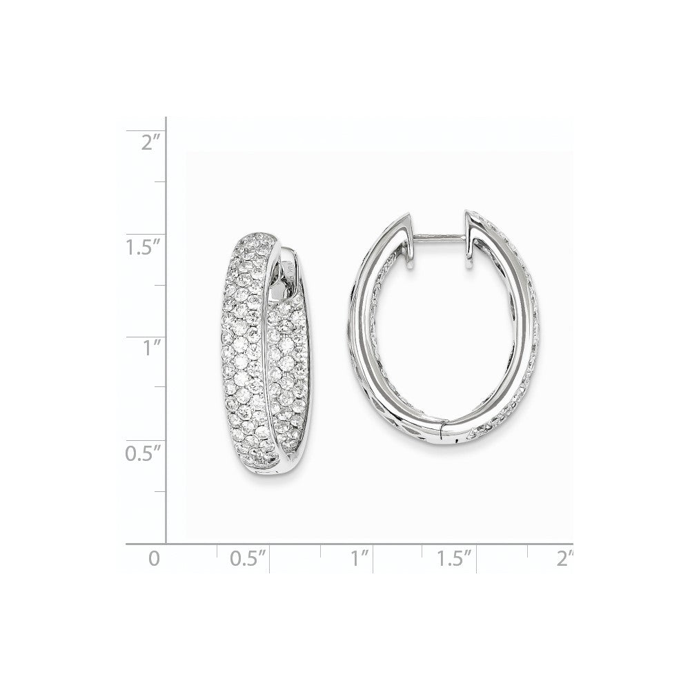 14K Weißgold Creolen mit Diamanten innen und außen, Klappmechanismus