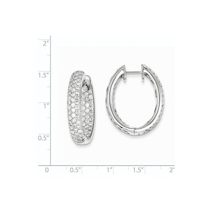 14K Weißgold Creolen mit Diamanten innen und außen, Klappmechanismus