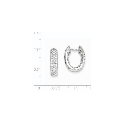 14K Weißgold Creolen mit echten Diamanten und Klappscharnier
