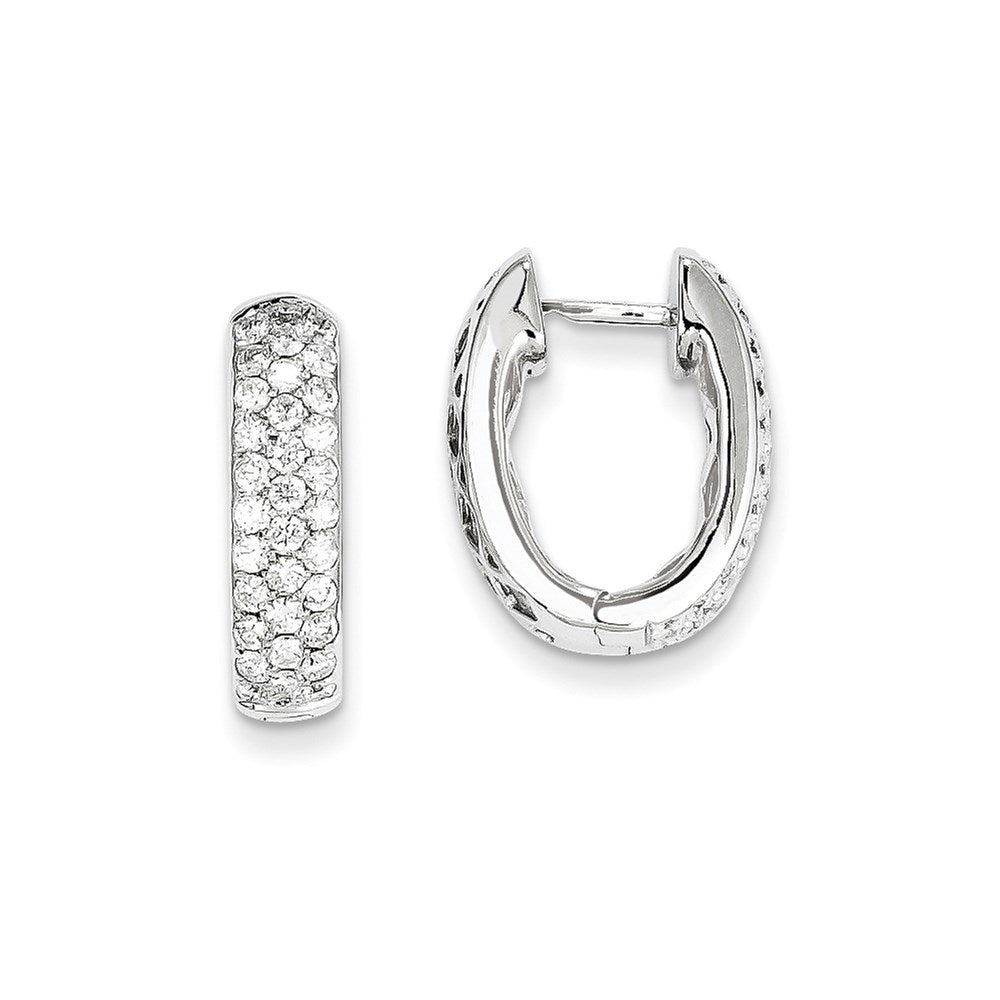 14K Weißgold Creolen mit echten Diamanten und Klappscharnier