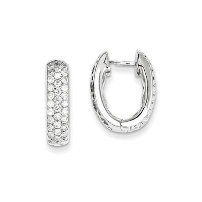 14K Weißgold Creolen mit echten Diamanten und Klappscharnier