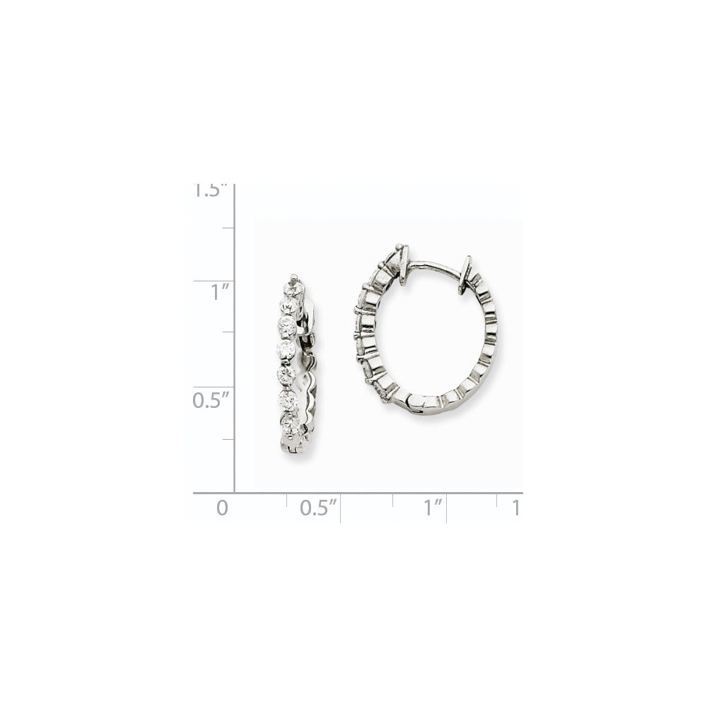 14K Weißgold AAA Echte Diamant-Creolen mit Scharnier