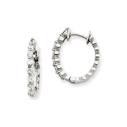 14K Weißgold AAA Echte Diamant-Creolen mit Scharnier