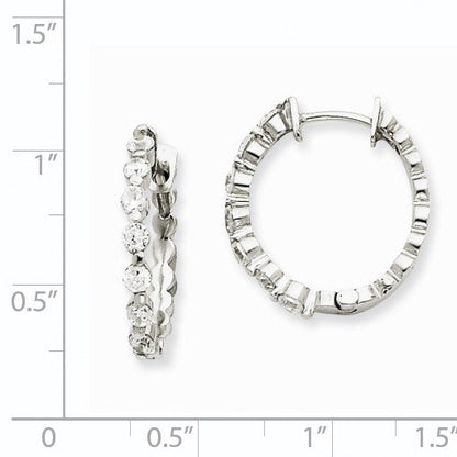 14K Weißgold Creolen mit echten AA-Diamanten und Klappscharnier