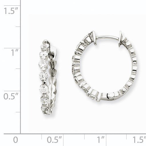 14K Weißgold Creolen mit Klappscharnier und echten AAA-Diamanten