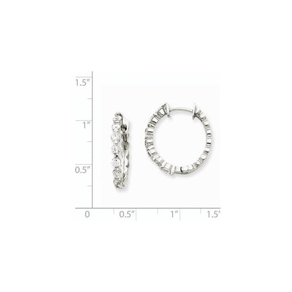 14K Weißgold VS Echte Diamant-Creolen mit Scharnier