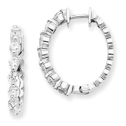14K Weißgold Creolen mit Klappscharnier und echten AAA-Diamanten