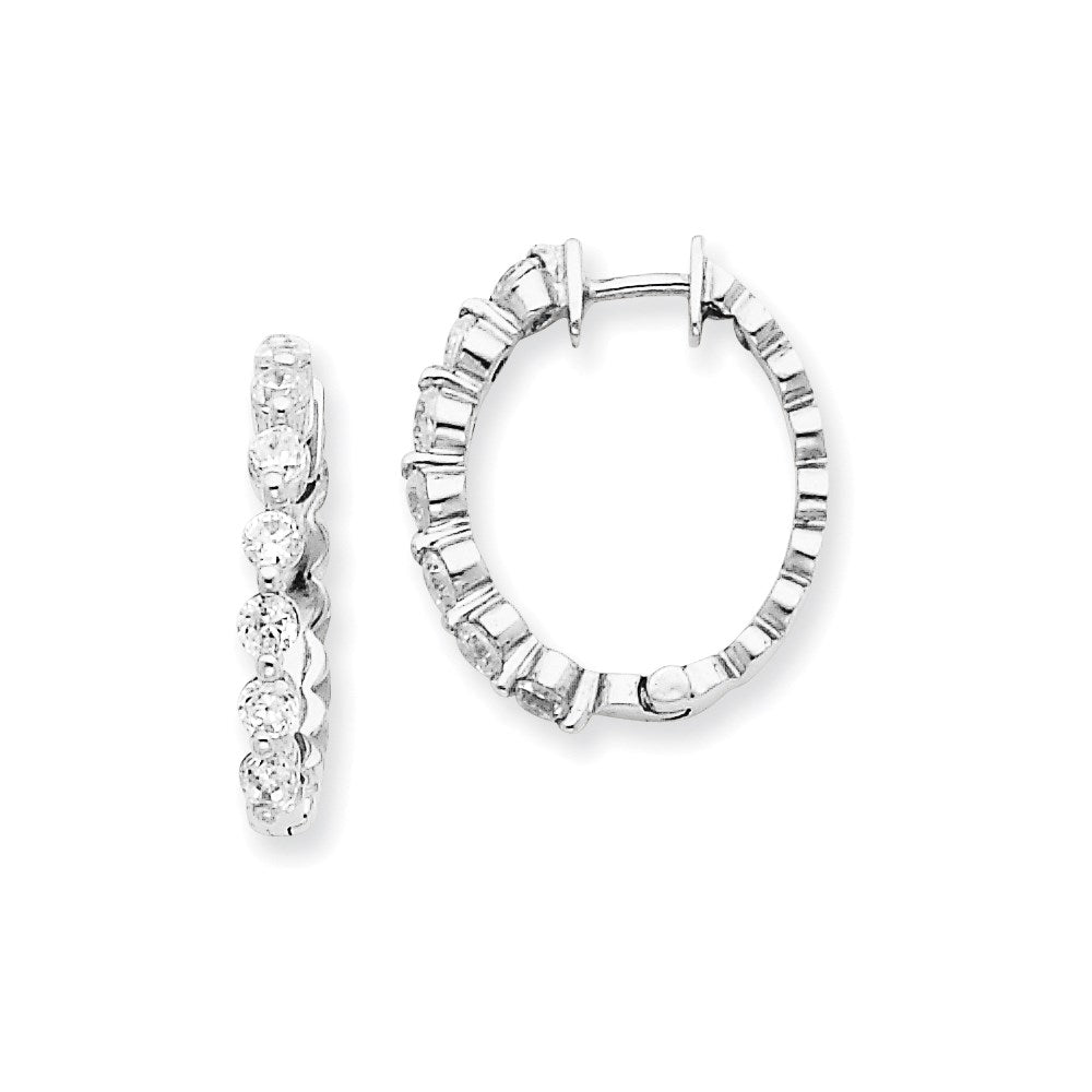 14K Weißgold Creolen mit echten Diamanten (Klappscharnier)