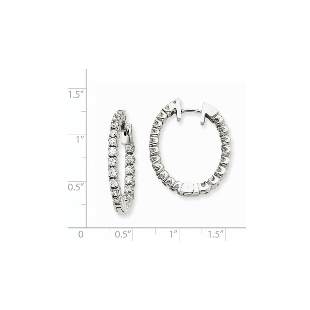 14K Weißgold Creolen mit echtem Diamant und Klappscharnier